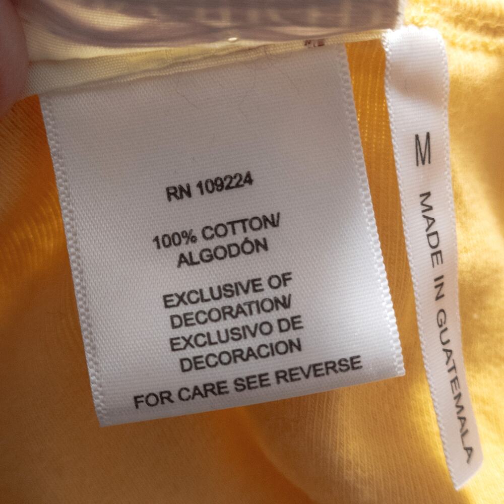 Top Stitch Long Sleeve Shirt Size M Yellow Floral Rhinestone Beachy Tee - Picture 6 of 7
